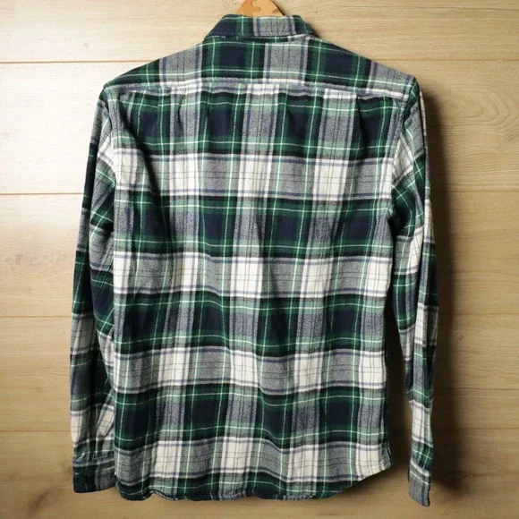J Crew Slim Double Brushed Flannel Plaid Long Sleeve Button Down Men Medium - Picture 2 of 6